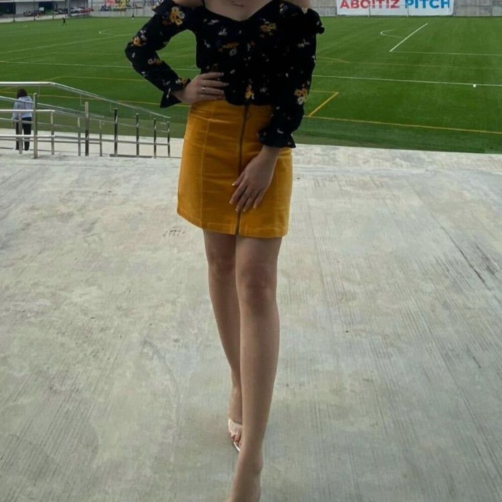 Y2K Mustard Yellow Corduroy Mini Skirt Zip Up Boho Festival Sz.Small